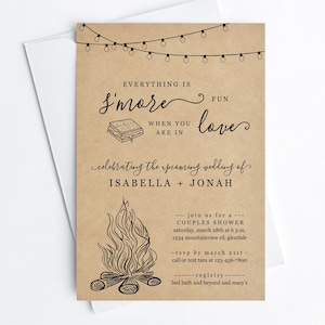 Smore Invitation Template, Couple Wedding Bridal Shower, Engagement Party, Rehearsal Dinner, Printable Backyard Bonfire Camping Invite Evite