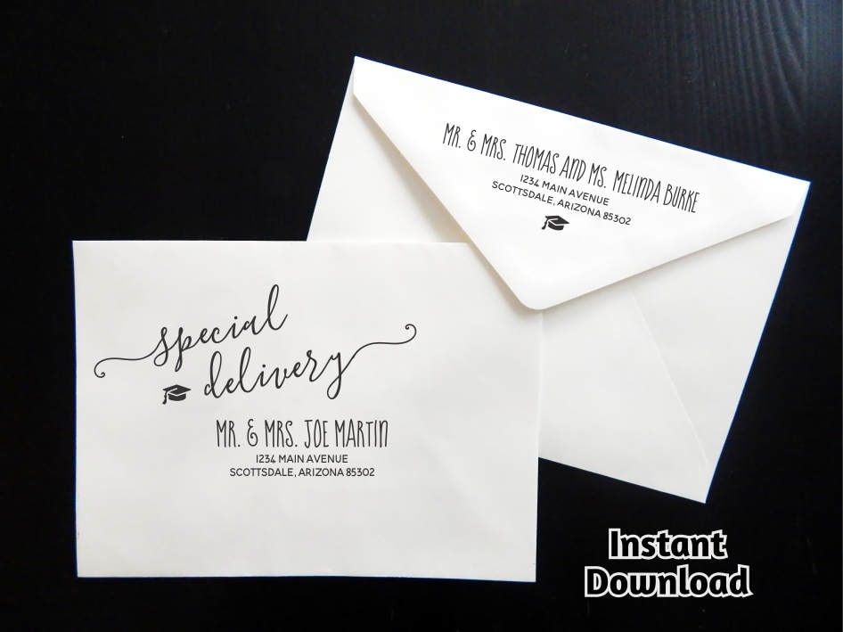 Graduation party envelope template printable address template 