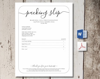 Printable Packing Slip Template w- Review Us Request - Word PDF Download - Etsy Ebay Business, Photographer Photography Simple Shipping Form