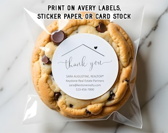 Realtor Thank You Sticker, Real Estate Agent Favor Label, 2" Round Open House, Client Tag