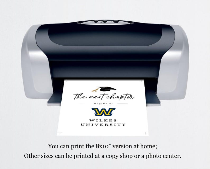 The Next Chapter begins with College Logo Sign, Printable High School Graduation Party Decoration Template, Instant Download Digital File image 6
