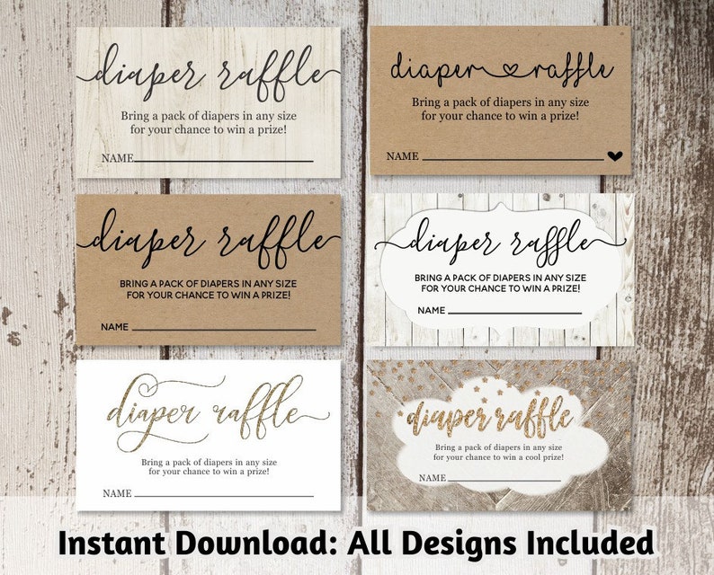 Printable Diaper Raffle Card Template - Youngster Shower Invitation Include - Electronic Report Fast Obtain - Rustic Calligraphy Center Kraft Paper image regarding Printable Diaper identified as Printable Diaper Raffle Card Template - Boy or girl Shower Invitation Include - Electronic Document Prompt Down load - Rustic Calligraphy Centre Kraft Paper