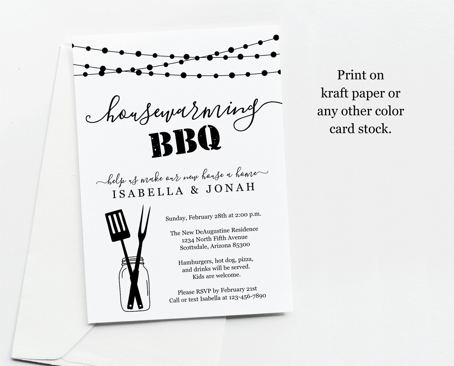 Housewarming BBQ Invitation Template Printable House Warming Etsy