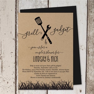 Grill & Gadget Bridal / Couple&#39;s Shower Invitation Template, Printable BBQ Tool Garage Honey Do Invite, Kraft Instant Download Digital File