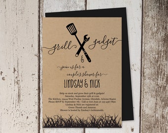 Grill & Gadget Bridal / Couple's Shower Invitation Template, Printable BBQ Tool Garage Honey Do Invite, Kraft Instant Download Digital File