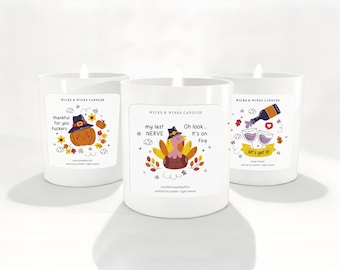 Printable Funny Thanksgiving Candle Label Templates for Candle Business, Square 3x3" Sticker Avery 94101, Instant Download Digital File DIY