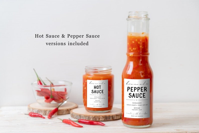 Homemade Pepper Sauce Label Template Printable Hot Sauce Gift Sticker, Personalize Custom Editable Digital File Instant Download DIY PDF image 2