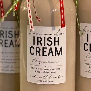 Homemade Irish Cream Liqueur Label - Set of 15 Personalized Gift Stickers - Water & Oil Resistant