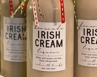 Homemade Irish Cream Liqueur Label - Set of 15 Personalized Gift Stickers - Water & Oil Resistant