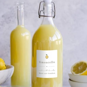 Homemade Limoncello Label - Set of 15 Personalized Gift Stickers - Water & Oil Resistant
