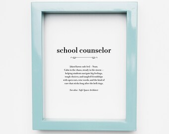 School Counselor Gift Printable, Appreciation, Definition Wall Art Print, Therapist Guidance Desk Office Decor, Last Minute Instant Download