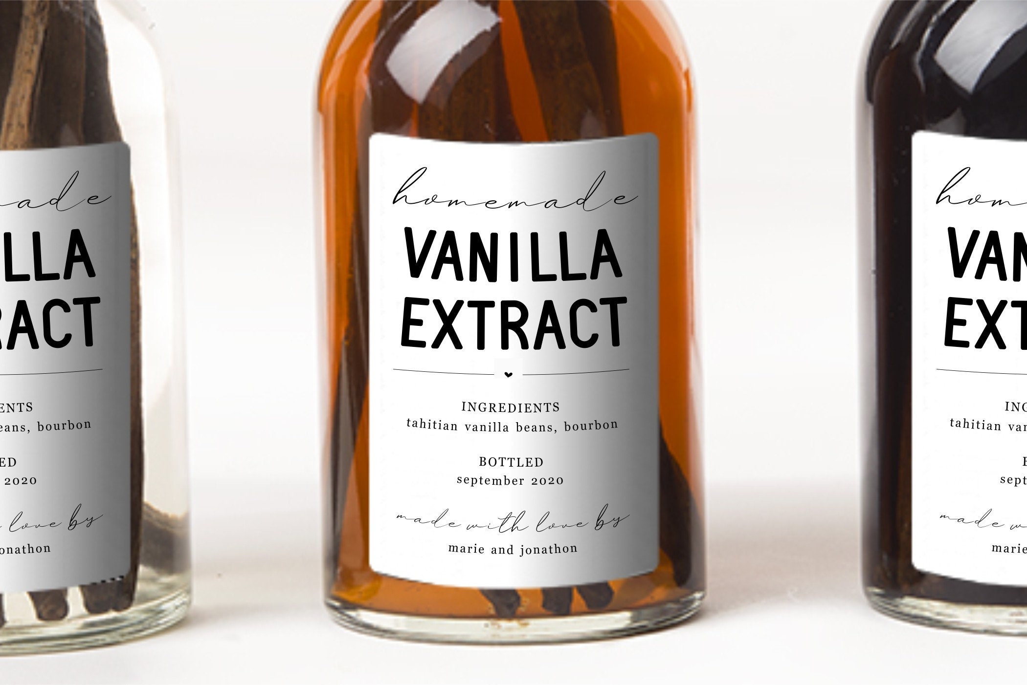 Homemade Vanilla Extract Label Template - Printable Gift Sticker,  Personalize Custom Editable PDF Digital File Instant Download DIY Pertaining To Homemade Vanilla Extract Label Template