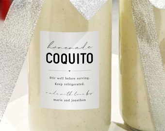 Homemade Coquito Label - Set of 15 Personalized Puerto Rican Eggnog Gift Stickers - Water & Oil Resistant
