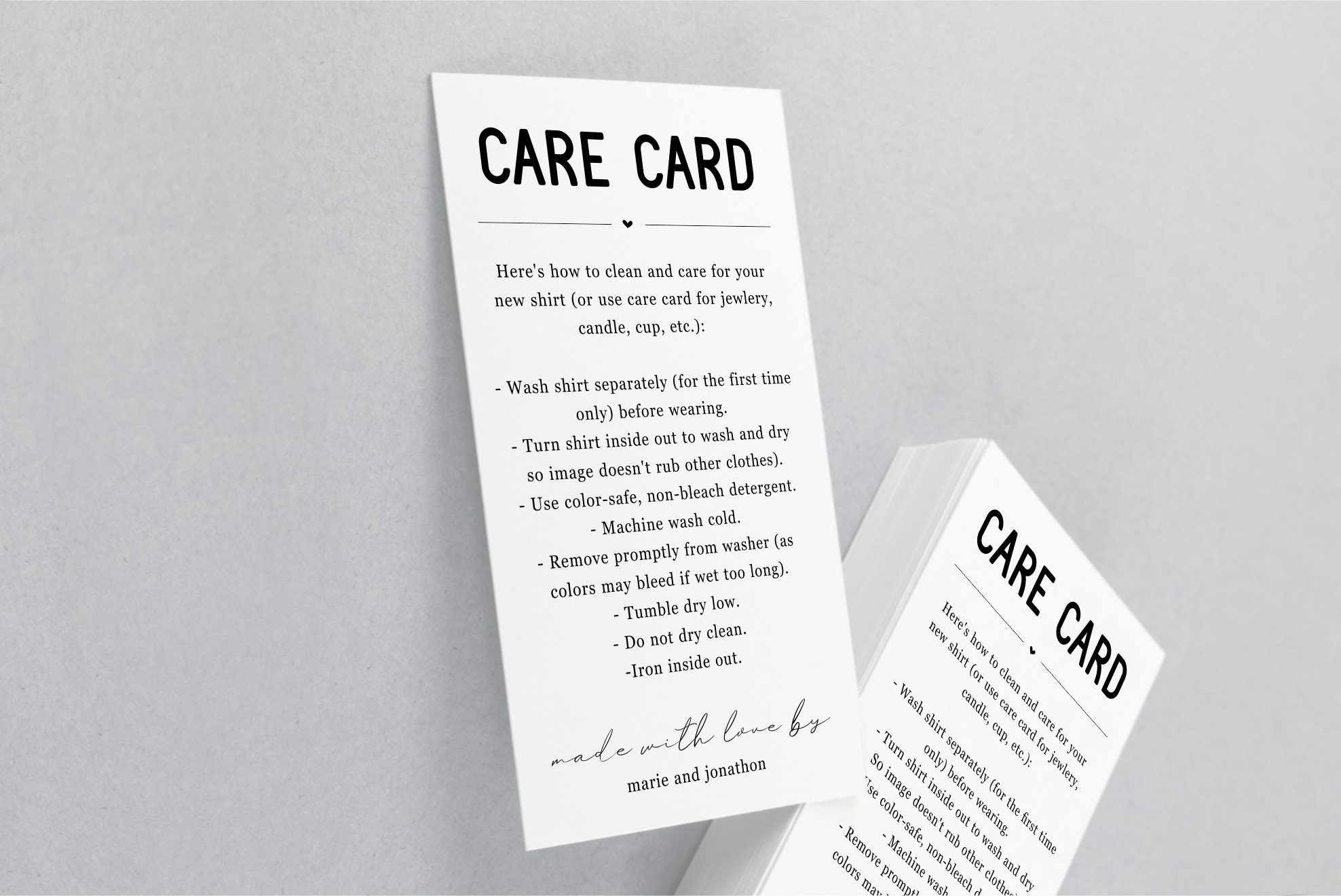 Printable Care Card Template, Homemade Candle Shirt Jewelry Tumbler ...
