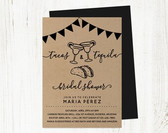 Taco & Tequila Bridal Shower Invitation Template, Margarita Mexican Fiesta Couple Wedding Rehearsal Dinner Engagement Party Invite Download