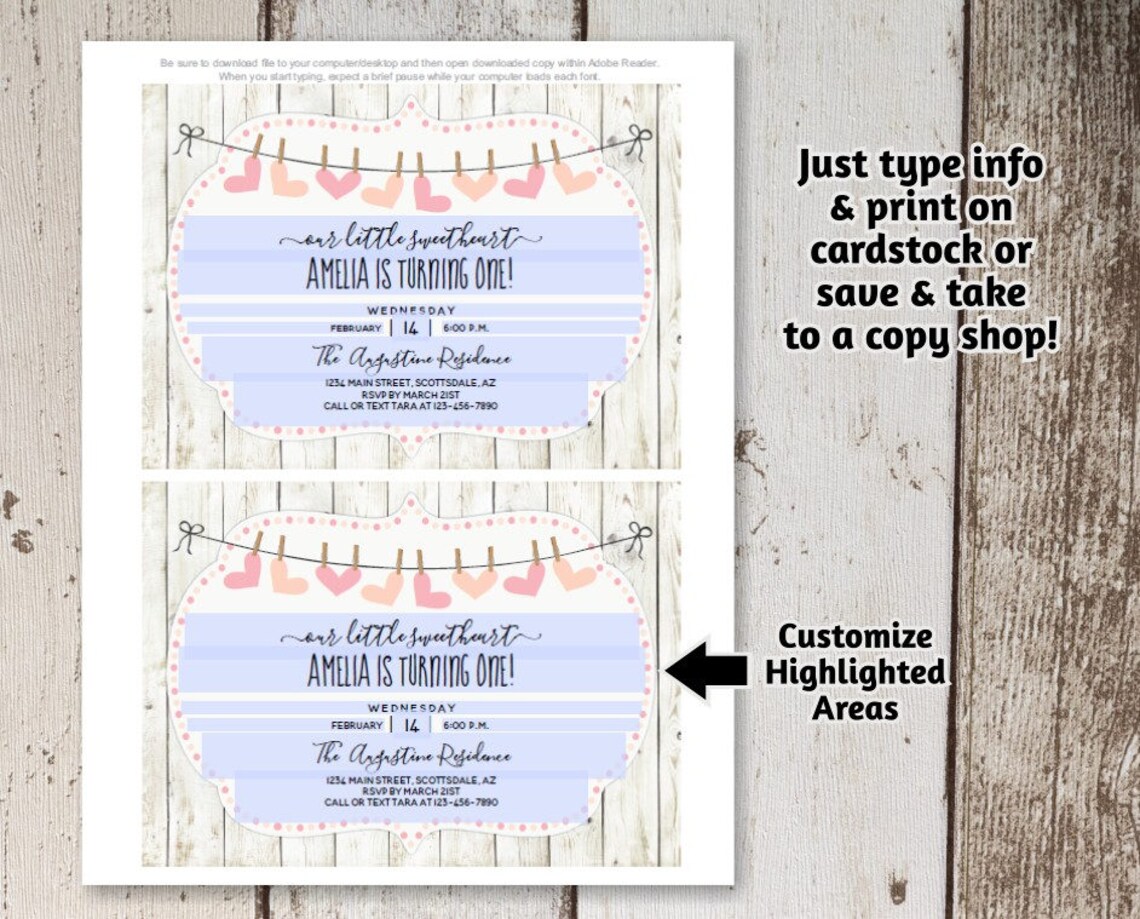 Printable Valentines Birthday Invitation Template Girl &amp; Boy - Etsy