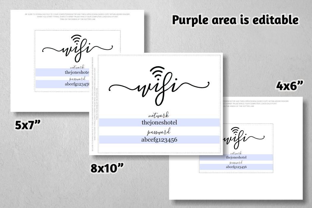 Wifi Password Printable Template Wifi Password Sign Print PDF Instant Download Digital