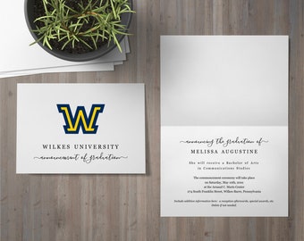 Formal College Graduation Announcement with School Logo, Printable Ceremony Invitation Template, No Photo, Instant Download Digital File