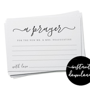 Afdrukbare bruiloft gebed kaartsjabloon - gebeden voor de bruid en bruidegom de heer & mevrouw - Instant Download digitaal bestand - Personaliseer PDF