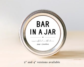 Bar in a Jar Label Template - Printable Mason Jar Gift Sticker, Christmas Custom Round Seal, Editable Digital File Instant Download PDF