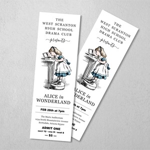 School Play Eintrittskarten Vorlage, druckbare Theater College High School Drama Club Tickets, bearbeitbares Word Doc Download