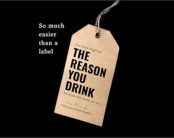 Teacher Wine Tag, Our Child Might be the Reason You Drink, Appreciation, Christmas, End of Year Gift, Funny Printable Template Download