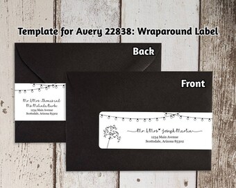 Printable Address Template for Envelope Wraparound Labels - Avery 22838 - Rustic Handwriting Wrap Around - Instant Download Digital File PDF