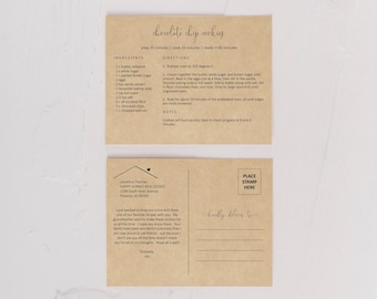 Plantilla de tarjeta postal con receta para agente inmobiliario - Papelería imprimible para agente inmobiliario "Solo porque sí, estoy pensando en ti" (Descarga digital en PDF)