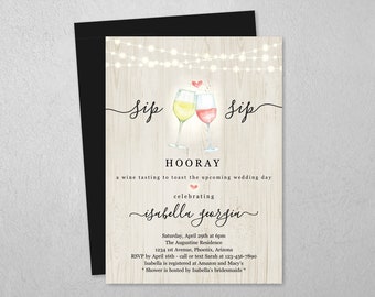 Wine Tasting Bridal Shower Invitation Template, Printable Wine Theme Wedding Shower Invite, Rustic Wood Instant Download Digital File PDF