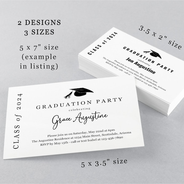 Graduation Party Invitation Insert Template, Printable 2024 Grad Party Invite Enclosure, Boy or Girl, Instant Download Digital File