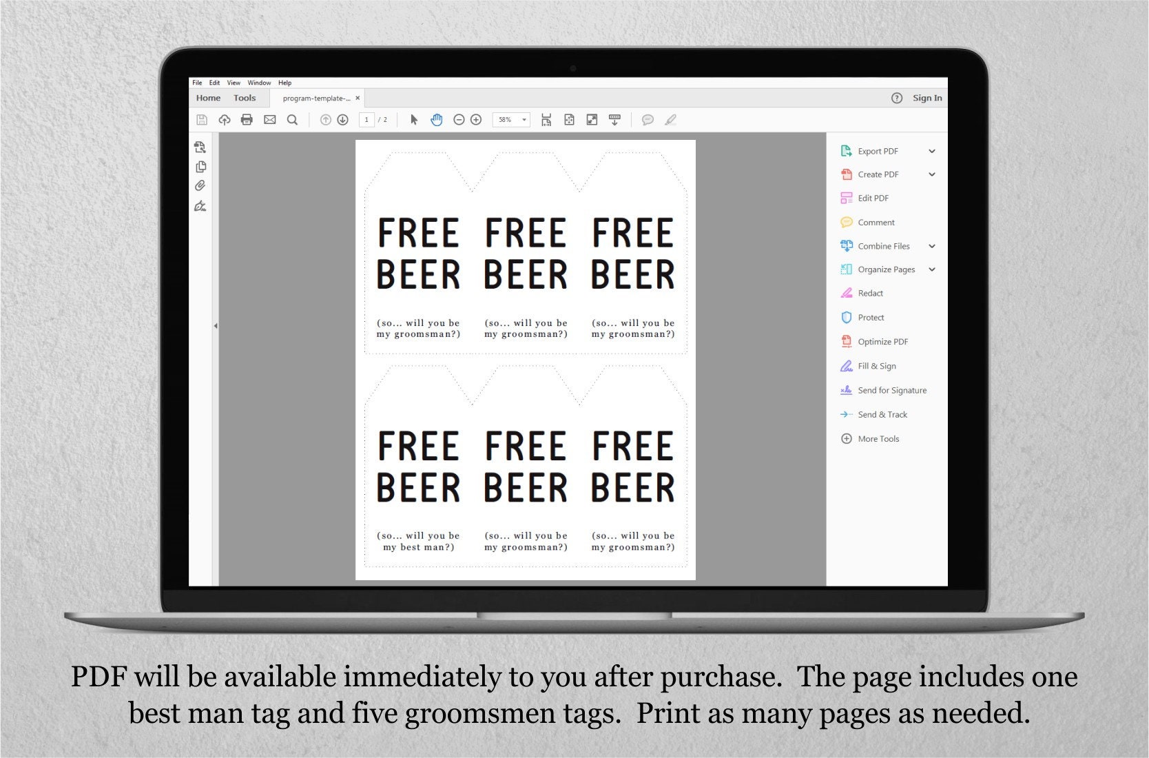 Printable Free Beer Will You Be My Best Man Tag Will You Be My 