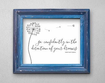 Dandelion Wishes Wall Art - New Job, Career, Graduation, Moving, Wedding Printable Gift - Quote / Poem Print - Instant Download Digital File