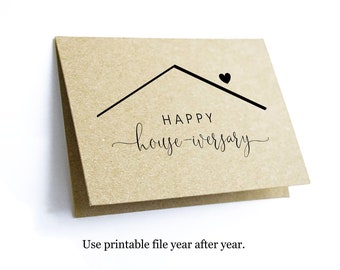 Printable Happy Housiversary Card Template - House-iversary - New Home Anniversary - Realtor Real Estate Agent - Blank Folded - Download PDF