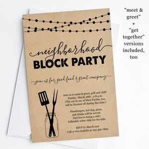 Modèle d'invitation à une fête de quartier, invitation à une fête de rue imprimable, rencontre avec le voisin, barbecue d'entreprise, fichier numérique à téléchargement immédiat
