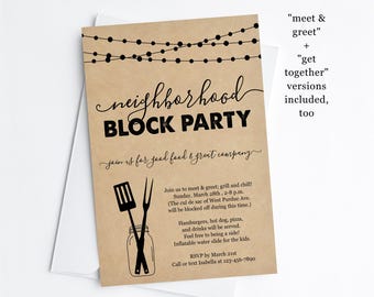 Neighborhood Block Party Invitation Template, Printable Street Party Invite, Meet the Neighbor, Business BBQ, Instant Download Digital File