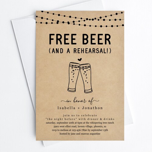 Funny Beer Wedding Invitation Template Fun Brewery Glass Etsy