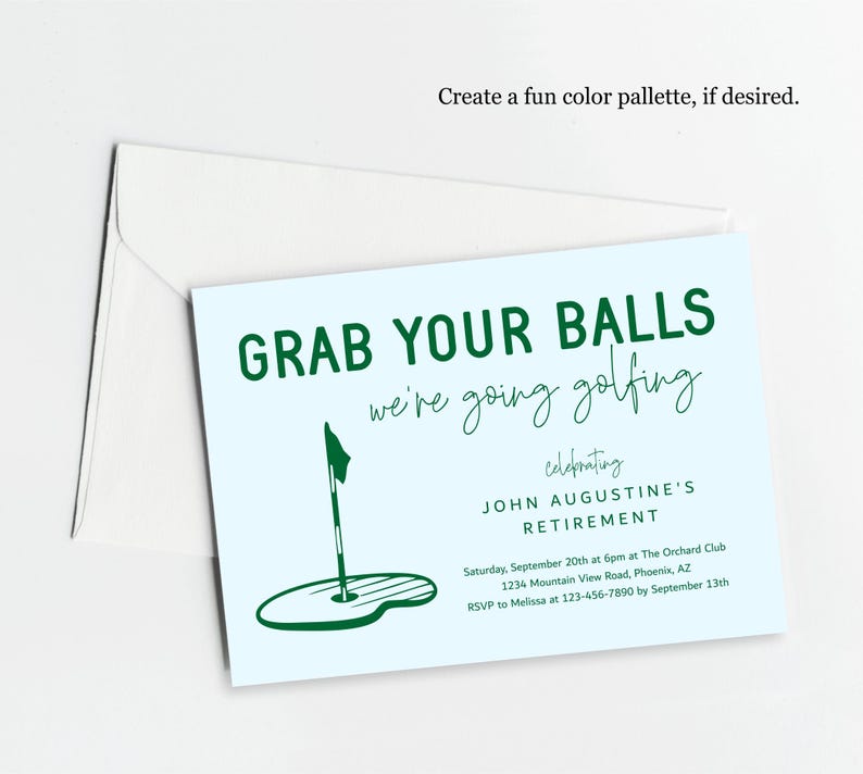 Men Golf Invitation Template, Printable Funny Adult Golfing Birthday