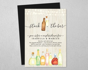 Stock the Bar Invitation Template, Bridal Wedding Couple Shower Housewarming Rehearsal Dinner Engagement Party Invite Evite Instant Download