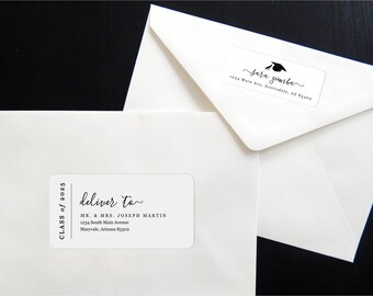 Graduation Address Label Template - Printable Download, Avery Labels 2 x 4" & 1 x 2-5/8", Class of 2025, Instant Digital File PDF