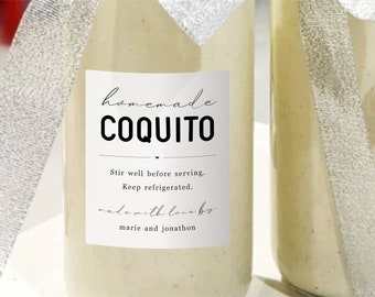 Homemade Coquito Label Template, Printable Puerto Rican Eggnog Gift Bottle Sticker, Personalize Custom Editable Digital Instant Download DIY