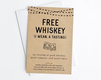 Free Whiskey Bourbon Tasting Invitation Template, Fun Funny Men's Party Printable Distillery Invite Evite, Instant Download Digital File PDF