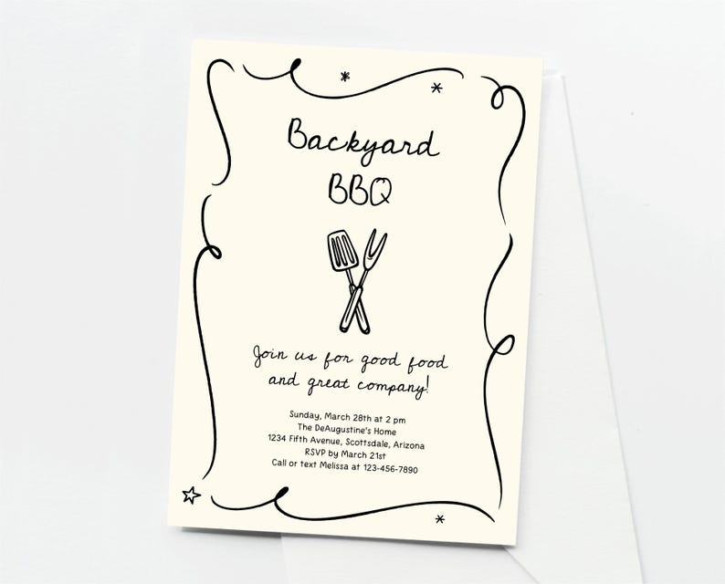 Backyard BBQ Invitation Template, Printable Summer Barbeque Cookout ...