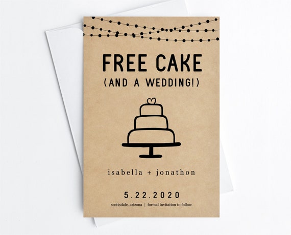 Free Cake Funny Save the Date Card Printable Invitation - Etsy Canada Free Cake Funny Save the Date Card Printable Invitation - Etsy Canada