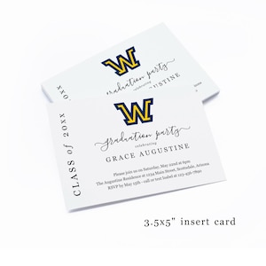 College Graduation Party Invitation Insert with School Logo, Printable Invite Enclosure Template, No Photo, Instant Download Digital File