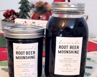 Homemade Root Beer Moonshine Label Template - Printable Jar Gift Sticker, Personalize Custom Editable Digital File Instant Download DIY PDF