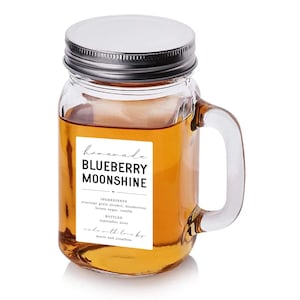 Homemade Blueberry Moonshine Label Template - Printable Jar Gift Sticker, Personalize Custom Editable Digital File Instant Download DIY PDF