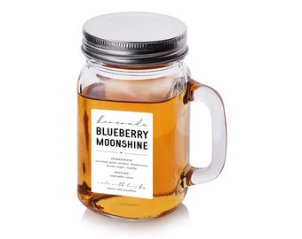 Homemade Blueberry Moonshine Label Template - Printable Jar Gift Sticker, Personalize Custom Editable Digital File Instant Download DIY PDF