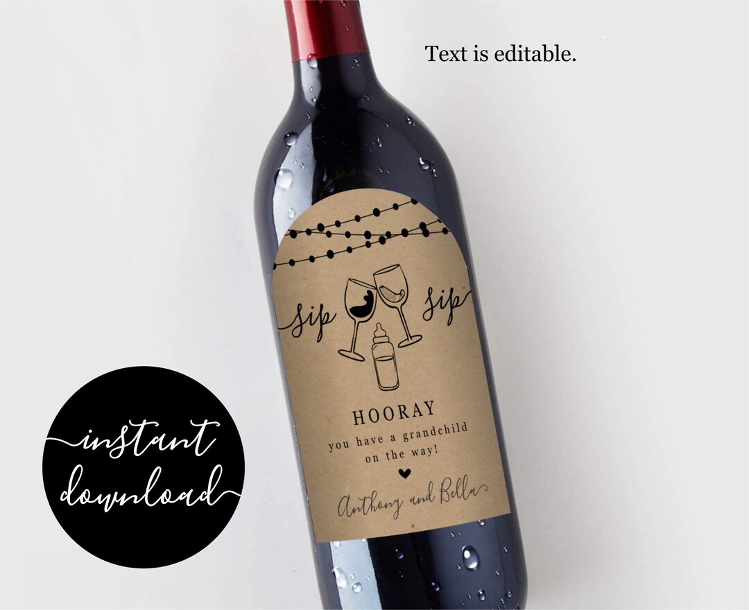 Editable Pregnancy Announcement Wine Label Template, Personalized ...
