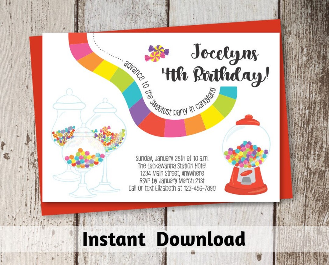 Candyland Invitation Download - Printable Candyland Party Invitation ...
