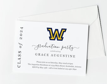 College Graduation Party Invitation Insert with School Logo, Printable 5x7" Invite Enclosure Template, Instant Download Digital File